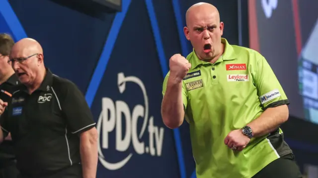 Michael van Gerwen celebrates