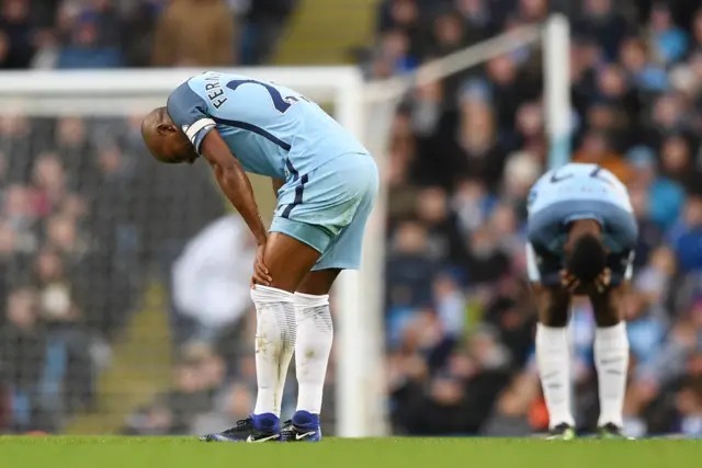 Fernandinho of Manchester City reacts