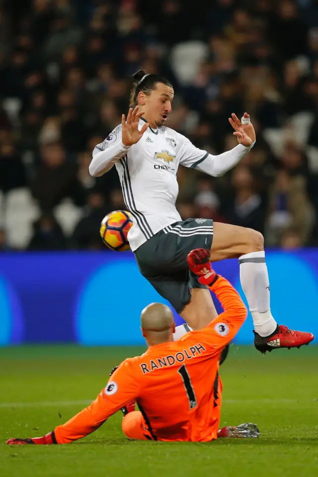 Darren Randolph challenges Zlatan Ibrahimovic