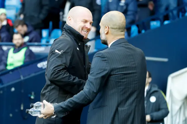 Sean Dyche and Manchester City manager Pep Guardiola