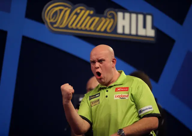 Michael van Gerwen reacting