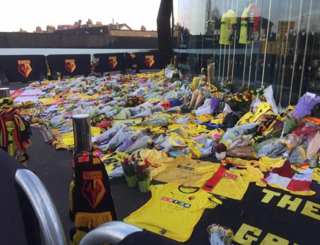 Tributes to Graham Taylor outside Vicarage Road