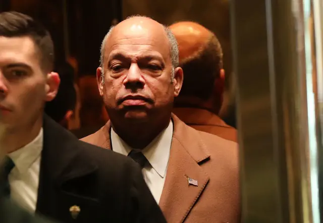 Jeh Johnson rides the Trump Tower elevator