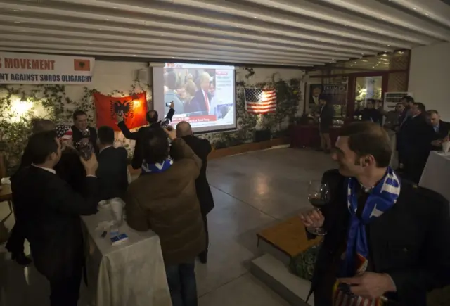 Trump supporters in Tirana, Albania