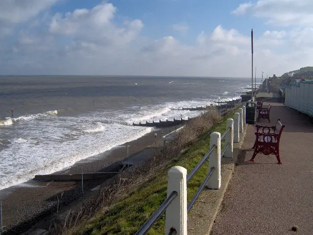 The promenade above Sheringham beach, with a view to the sea