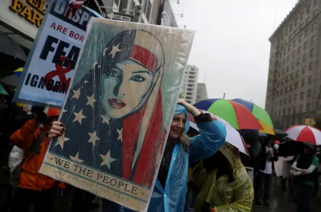 Demonstrators in Los Angeles