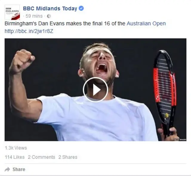 Dan Evans Facebook post