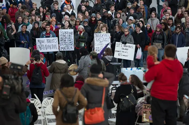 Hundreds of protesters took to Toronto in the aftermath of the November election