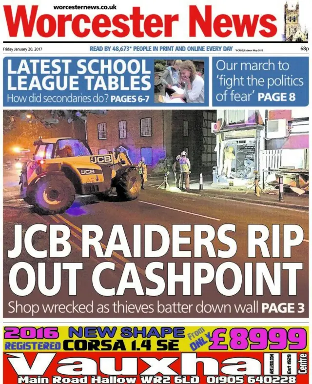 Worcester News front page