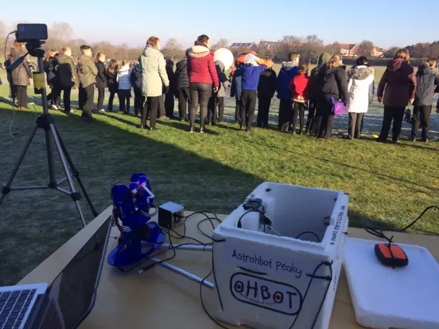 School gathers for robot lauch