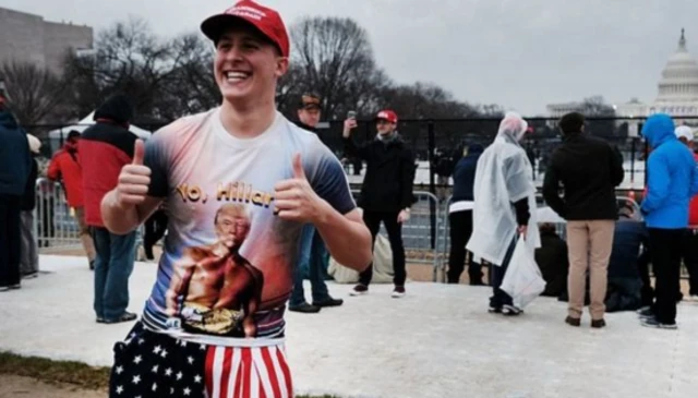 Trump supporter in colourful T-shirt