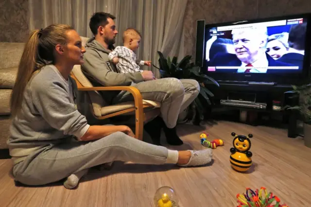 Russian family watches Donald Trump's inauguration speech