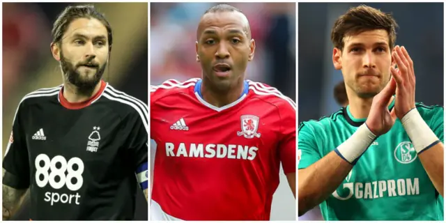 Henri Lansbury (left), Emilio Nsue and Fabian Giefer