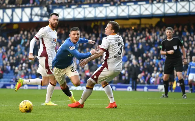 Rangers appeal unsuccessfully for a penalty