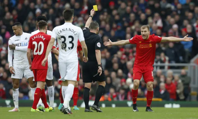 Ragnar Klavan receives yellow card