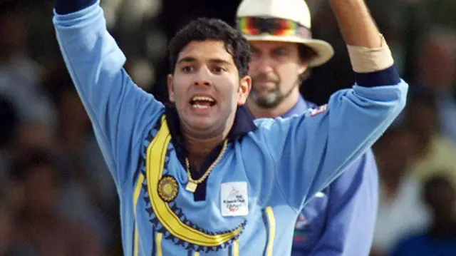 Yuvraj Singh playing for India in 2000