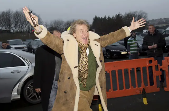 Rod Stewart arrives at Excelsior Stadium