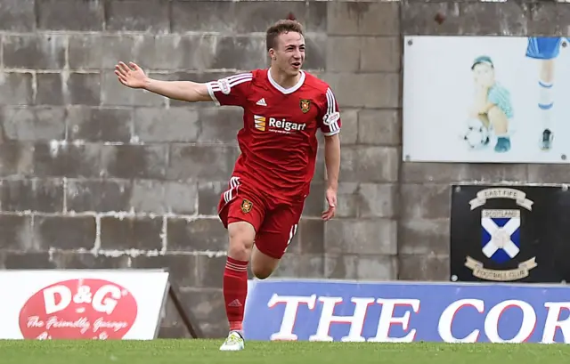 Calum Ferguson celebrates scoring for Albion Rovers