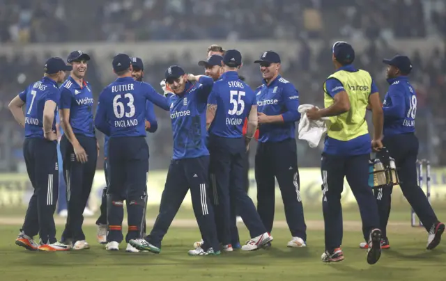 England's players celebrate