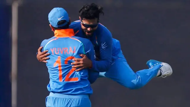 Ravi Jadeja celebrates