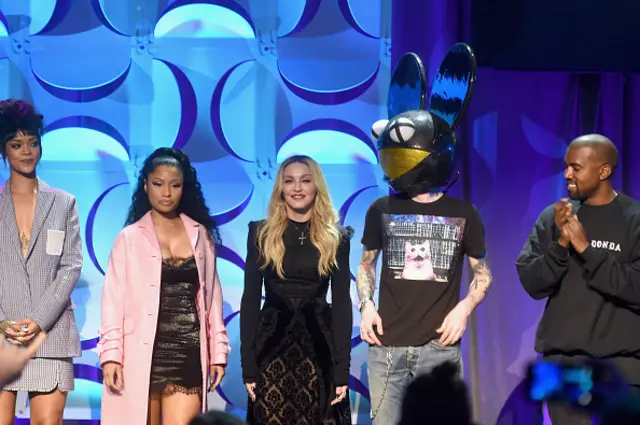 (L-R) Rhianna, Nicki Minaj, Madonna, Daft Punk and Kanye West