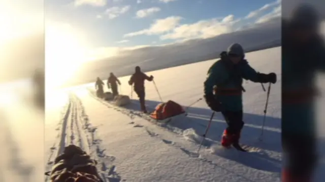 Group traverse Antarctica