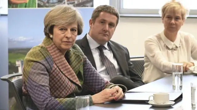 Theresa May with local business leaders