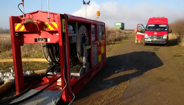 Fire appliances at the scrap yard fire