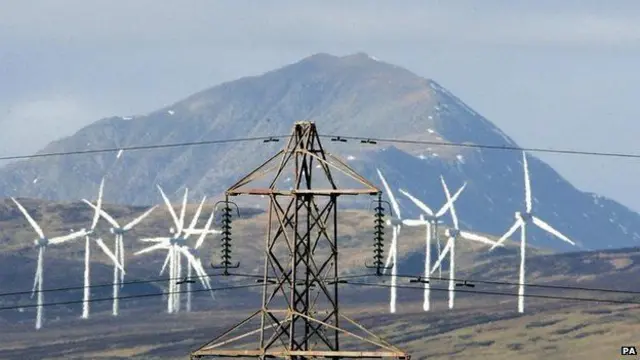 Windfarm and pylons