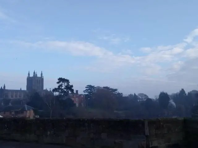 Blue skies over Hereford Cathedral