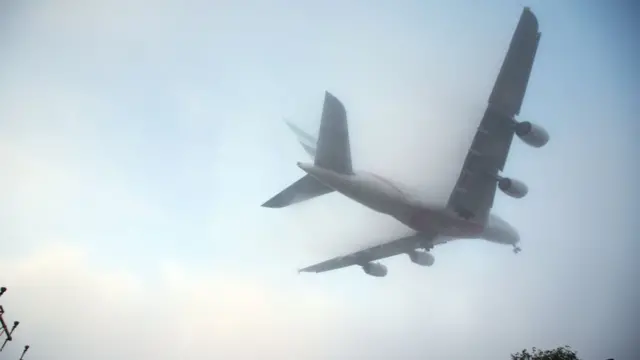 Plane in fog