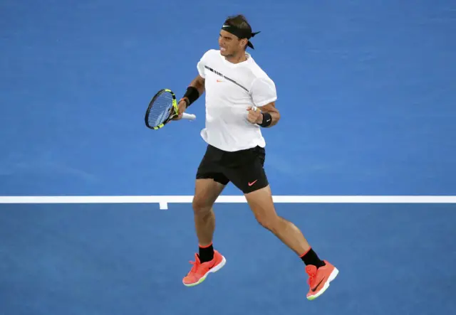 Rafael Nadal celebrates