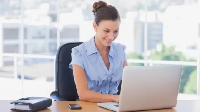 Woman using computer