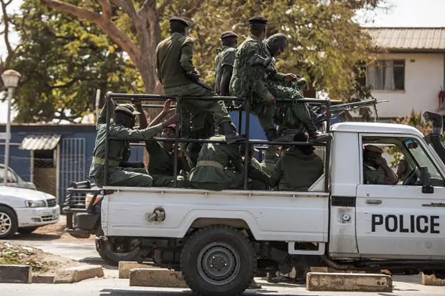 Police in Zambia patrol the streets