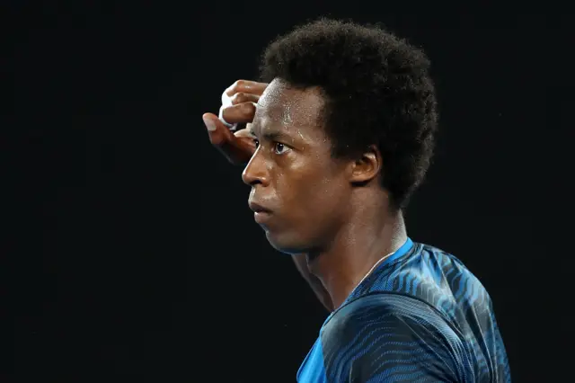 Gael Monfils of France celebrates