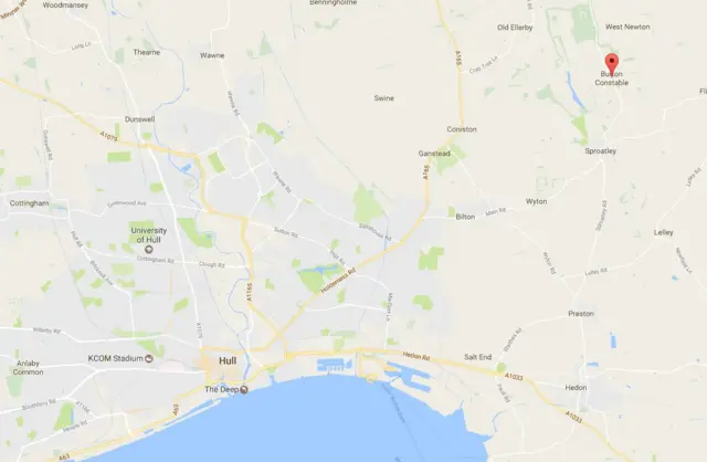 Map showing where Burton Constable is