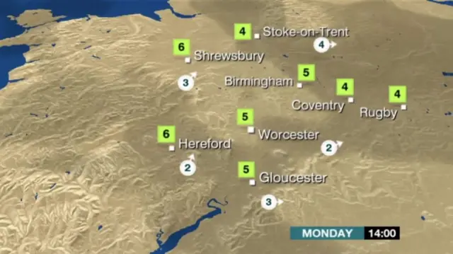 Monday's weather forecast