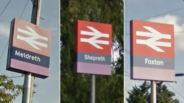 Meldreth, Shepreth and Foxton train station signs