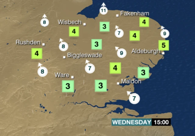 Weather graphic for Wednesday 15:00