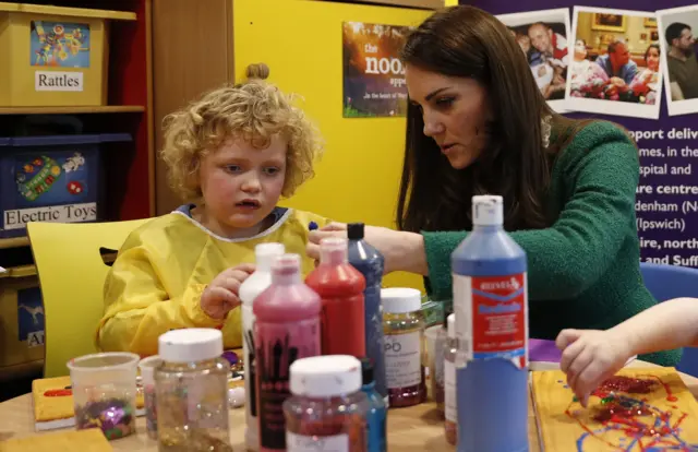 Isabella with the Duchess, sitting at a table with paints