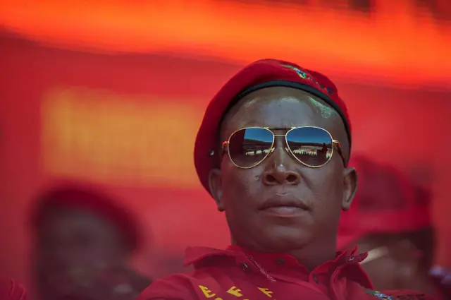 South African opposition radical party Economic Freedom Fighters leader Julius Malema is pictured during the EFF official local election manifesto launch at Soweto's Orlando Stadium in Johannesburg on April 30, 2016.