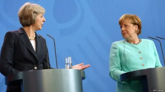 Theresa May and Angela Merkel