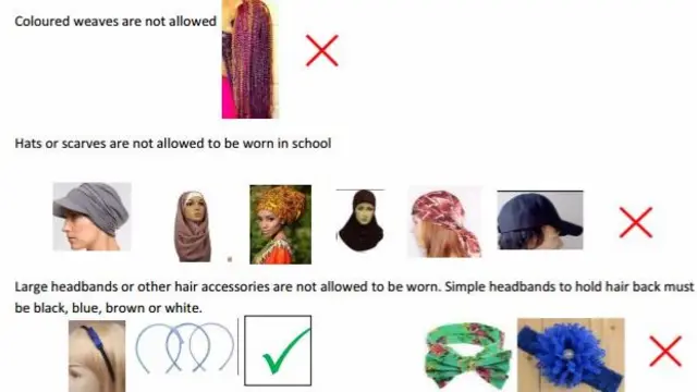 A screengrab of the school's uniform policy