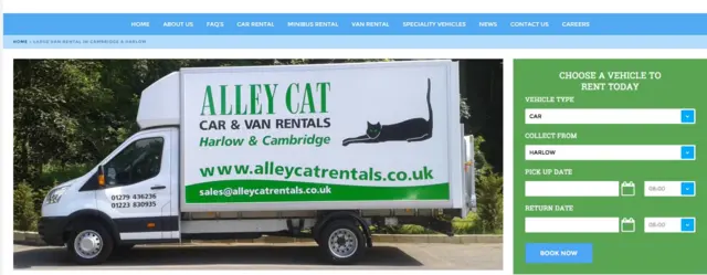 Alley Cat Car and Van Rental website