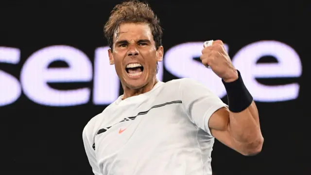 Rafael Nadal celebrates