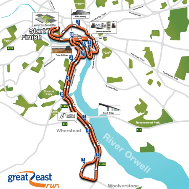 Map of the Great East Run route