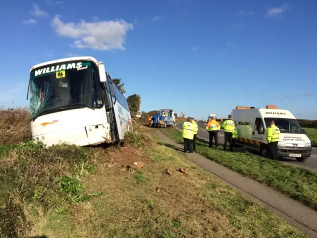 Recovery underway at scene of coach crash