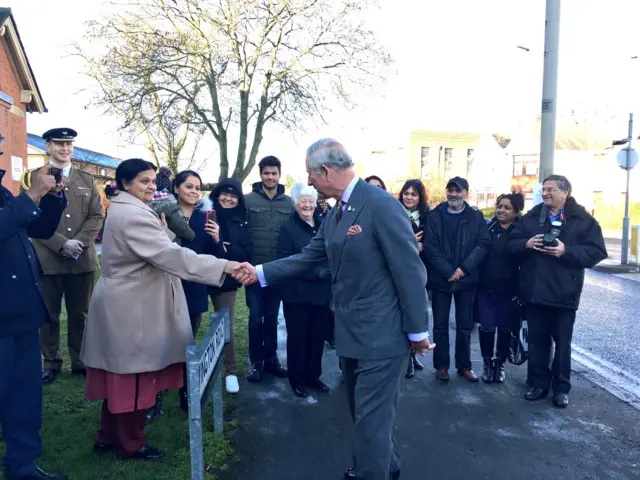 Prince Charles meeting crowd in Leicester