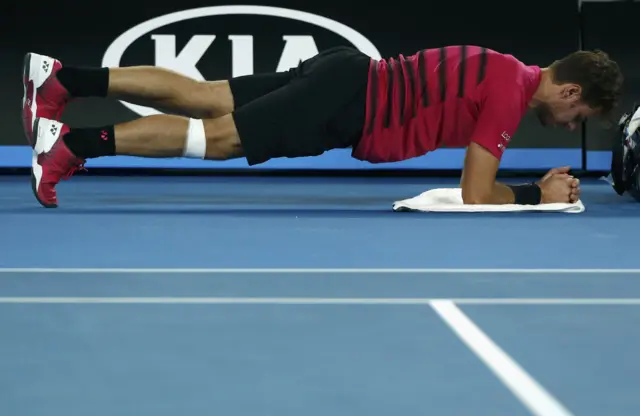 Stan Wawrinka exercises during a break