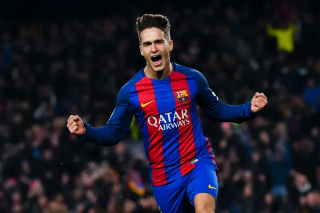 Denis Suarez of FC Barcelona celebrates